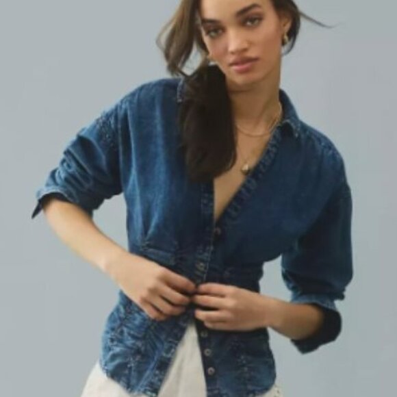 Brand New Pilcro Long-Sleeve Ruched Top - Picture 10 of 10